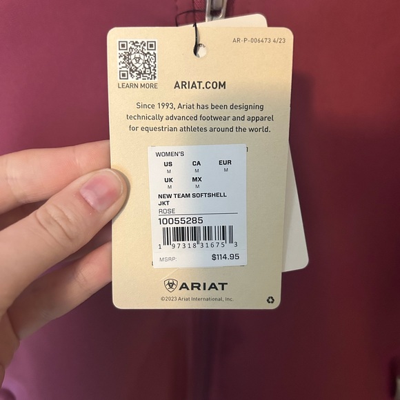 NWT Ariat Team Softshell Jacket, Color Rose Size M - Picture 6 of 15